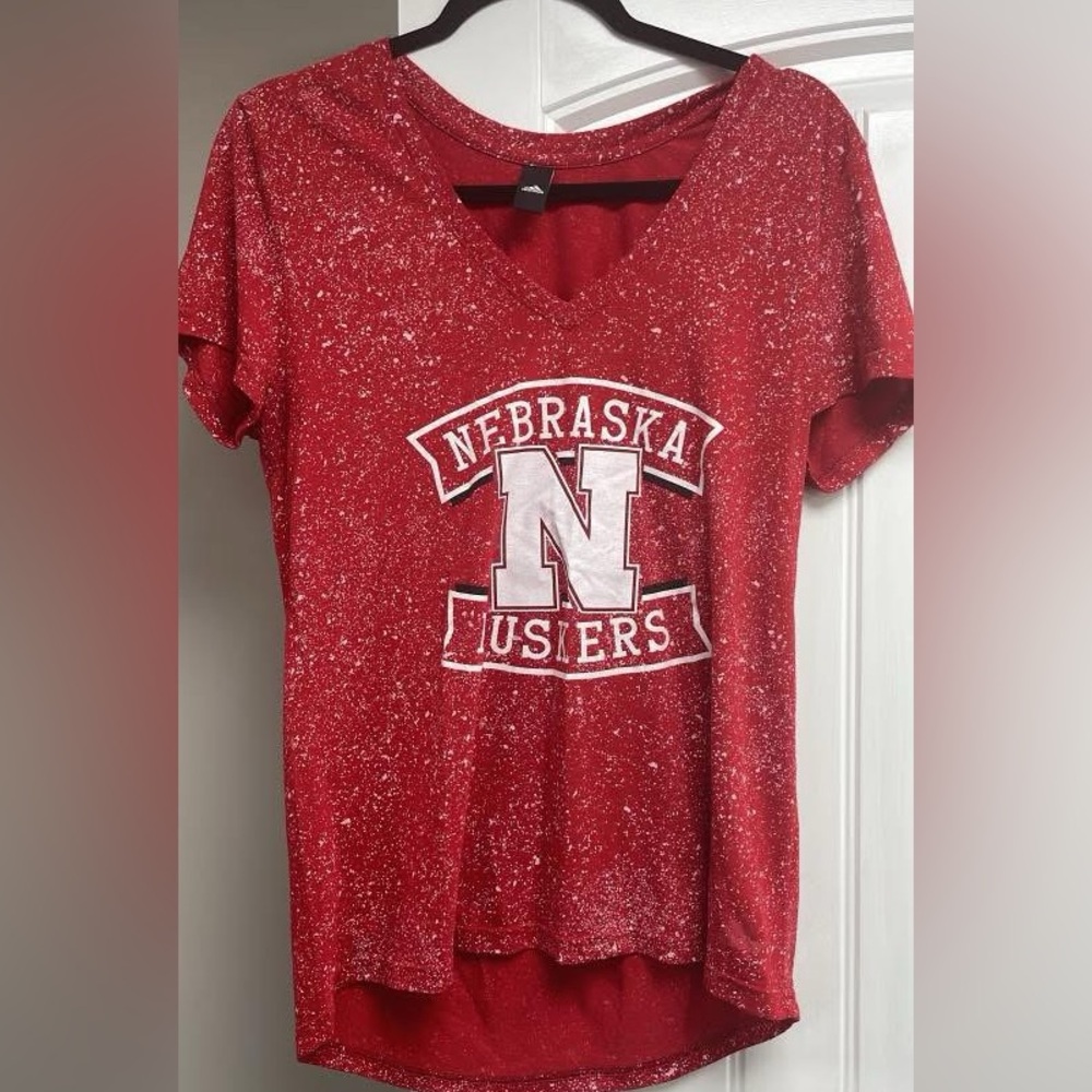 Nebraska Huskers Red Glitter Women's Top